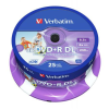 Verbatim DVD+R lemez, kétrétegű, nyomtatható, no-ID, 8,5GB, 8x, 25 db, hengeren, VERBATIM "Double Layer"