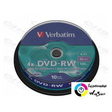 Verbatim DVD-RW 4.7GB 4X DVD lemez 10db/henger /43552/ írható és újraírható média