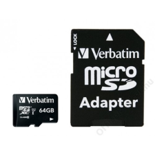 Verbatim Memóriakártya, Micro SD, 64GB, Class 10, adapterrel VERBATIM (MVMS64GHA) memóriakártya
