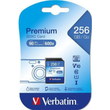 Verbatim Memóriakártya, microSDXC, 256GB CL10/U1, 90/10 MB/s, adapter, VERBATIM "Premium" memóriakártya