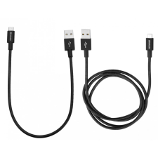 Verbatim MicroUSB - USB-A adat- és töltőkábel 100cm és 30cm fekete (48875) kábel és adapter