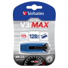 Verbatim Pendrive, 128GB, USB 3.0, 175/80 MB/sec, VERBATIM V3 MAX, kék-fekete UV128GSM