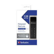 Verbatim Pendrive, 128GB, USB 3.2, titkosítás, 160/130Mb/s, VERBATIM "Keypad Secure" pendrive