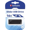 Verbatim Pendrive, 16GB, USB 2.0, VERBATIM Slider, fekete (UV16GSF)