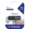 Verbatim Pendrive, 16GB, USB 3.0, 60/12 MB/sec, VERBATIM "V3", fekete-szürke