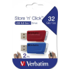 Verbatim Pendrive, 2 x 32GB, USB 3.2, 80/25MB/sec, VERBATIM "Store n Click", piros, kék