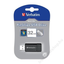 Verbatim Pendrive, 32GB, USB 2.0, 10/4MB/sec, VERBATIM PinStripe, fekete (UV32GPF) pendrive