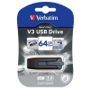 Verbatim Pendrive, 64GB, USB 3.0, 80/25 MB/sec, VERBATIM "V3", fekete-szürke