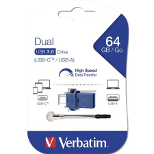 Verbatim Pendrive, 64GB, USB 3.0+USB-C adapter, VERBATIM, "DUAL" pendrive