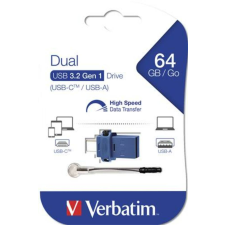 Verbatim Pendrive, 64GB, USB 3.2+USB-C adapter, VERBATIM Dual (UV64DC) pendrive
