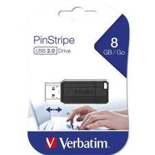Verbatim Pendrive, 8GB, USB 2.0, 10/4MB/sec, VERBATIM &quot;PinStripe&quot;, fekete pendrive