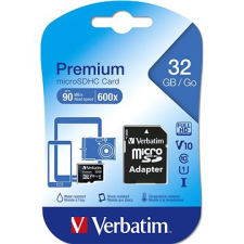 Verbatim Premium microSDHC 32 GB UHS-I V10 U1 + SD adapter memóriakártya