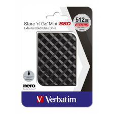 Verbatim SSD (külső memória), 512GB, USB 3.2 VERBATIM Store n Go Mini, fekete (SVM512GM) merevlemez