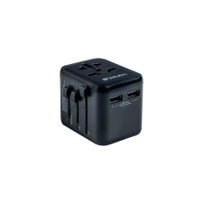 Verbatim Utazó adapter, univerzális, 2xUSB, VERBATIM &quot;UTA-01&quot; kábel és adapter