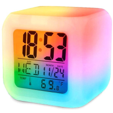 Verk 01111 Svítící LED budík Chameleon, 7 barev ébresztőóra
