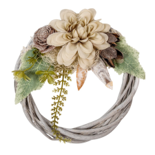  Vessző koszorú selyem dália díszítéssel 15cm dekorációs kellék