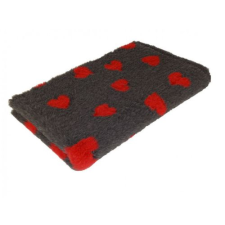  Vetbed Csúszásmentes, Ízületkímélő Kutyafekhely Sötétszürke piros szívekkel – 150×100 cm szállítóbox, fekhely kutyáknak