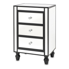  Vetrario design keskeny üveg komód fekete keretes 3 fiókkal, fekete lábakkal 72x48x35cm bútor