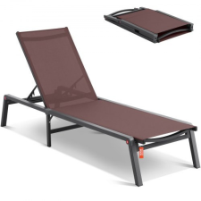 Vevor Napozóágy Strandfotel Napozóágy Relax fotel 182x60x88cm Brown kerti bútor