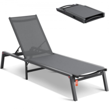 Vevor Összecsukható napozóágy 182x60 cm 5 pozícióban dönthető strandágy sötétszürke kerti bútor