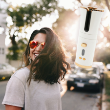  Vezeték nélküli, automata hajgöndörítő / beépített telefontöltővel - fehér hajformázó gép