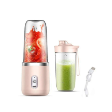 Vezeték nélküli mini turmix, dupla pohárral - Pink turmixgép