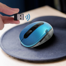  Vezeték nélküli optikai egér USB adapterrel, 2,4 GHz, 1200 dpi, kék egér