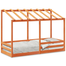  viaszbarna tömör fenyőfa gyerekágy tetővel 75 x 190 cm gyermekágy