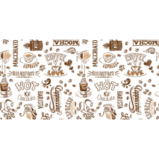  Viaszos vászon méterben 140cm széles Coffe Love fehér barna lakástextília