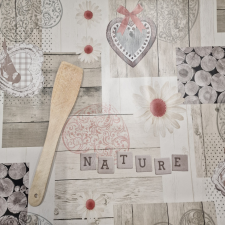  Viaszosvászon asztalterítő, szív minta (4E2/03), 140cm széles lakástextília