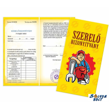  Vicces bizonyítvány, Szerelő bizonyítvány ajándéktárgy