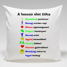Vicces díszpárna, A hosszú élet titka lakástextília