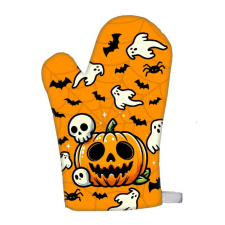  Vicces edényfogó kesztyű, Happy Halloween, tökfej, mustár konyhai eszköz