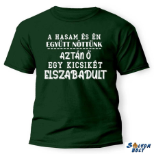  Vicces póló több színben, A hasam és én együtt nőttünk ajándéktárgy