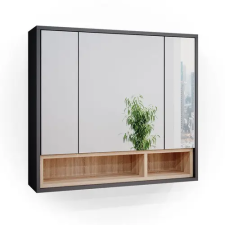  Vicco Beatrice tükrös szekrény 80x72 cm, antracit/tölgy fürdőszoba bútor