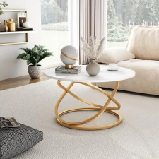  Vicco Calgary kerek dohányzóasztal, ⌀ 80 cm, fehér-arany bútor