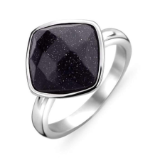 VICTORIA Ezüst színű fekete köves gyűrű gyűrű