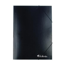 VICTORIA Gumis mappa, karton, A4, VICTORIA OFFICE, fekete mappa