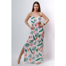 Victoria Moda Maxi ruha - Rózsaszín virágmintás - L/XL női ruha