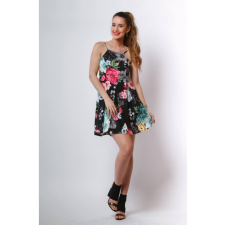 Victoria Moda Virág mintás mini ruha - Fekete - Virágmintás - 38 női ruha