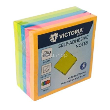 VICTORIA OFFICE Öntapadó jegyzettömb, 50x50 mm, 250 lap, VICTORIA OFFICE, neon post-it