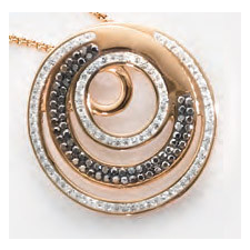 Victoria Rose gold színű fekete, fehér köves medál medál