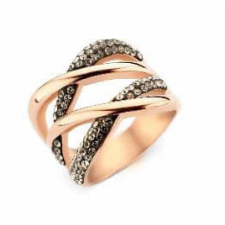  Victoria Rose gold színű fekete köves gyűrű gyűrű