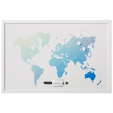 VICTORIA Üzenőtábla, mágneses, 60x40 cm, fehér keret,  VICTORIA, "Világtérkép" térkép