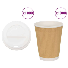 vidaXL 1000 db papír kávéscsészék fedővel 16oz 400ml party kellék