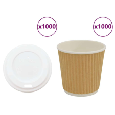 vidaXL 1000 db papír kávéscsészék fedővel 4oz 100ml party kellék