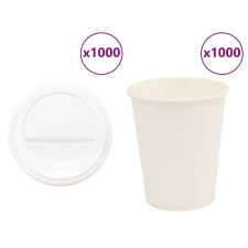 vidaXL 1000 db papír kávéscsészék fedővel 8oz 200ml party kellék