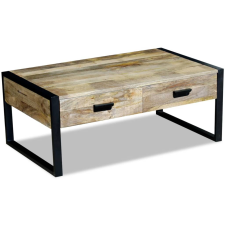 vidaXL 100x60x40 cm tömör mangófa dohányzóasztal 2 fiókkal (243297) bútor