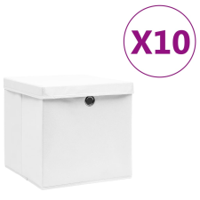 vidaXL 10 db fehér fedeles tárolódoboz 28 x 28 x 28 cm bútor