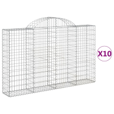 vidaXL 10 db íves horganyzott vas gabion kosár 200x30x120/140 cm (3146139) kerti tárolás